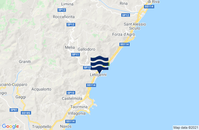 Carte des horaires des marées pour Letojanni, Italy