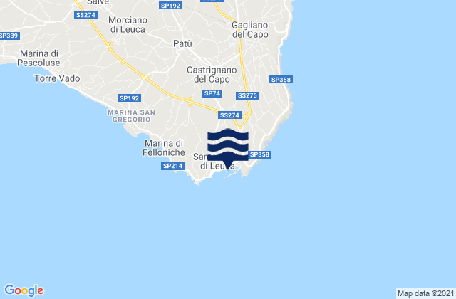 Carte des horaires des marées pour Leuca, Italy