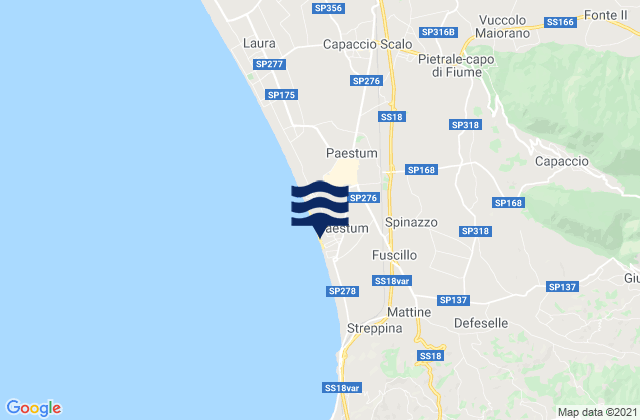 Carte des horaires des marées pour Licinella-Torre di Paestum, Italy