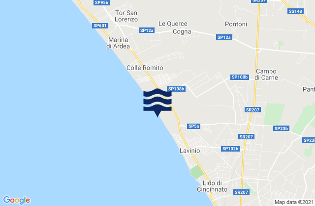 Carte des horaires des marées pour Lido dei Pini, Italy