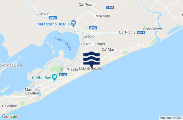 Carte des horaires des marées pour Lido di Jesolo, Italy