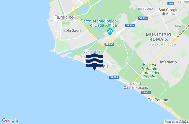 Carte des horaires des marées pour Lido di Ostia, Italy