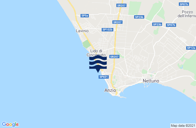 Carte des horaires des marées pour Lido di Sirene, Italy