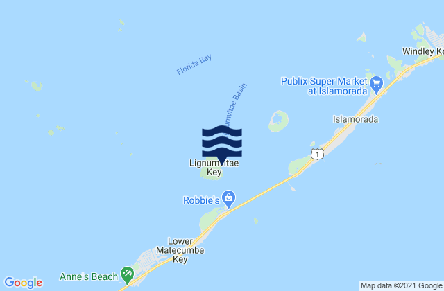 Carte des horaires des marées pour Lignumvitae Key Ne Side Florida Bay, United States