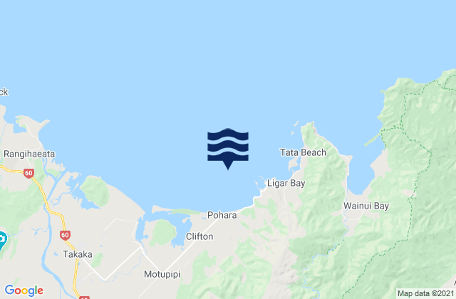 Carte des horaires des marées pour Limestone Bay, New Zealand