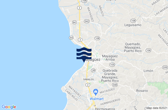 Carte des horaires des marées pour Limón Barrio, Puerto Rico