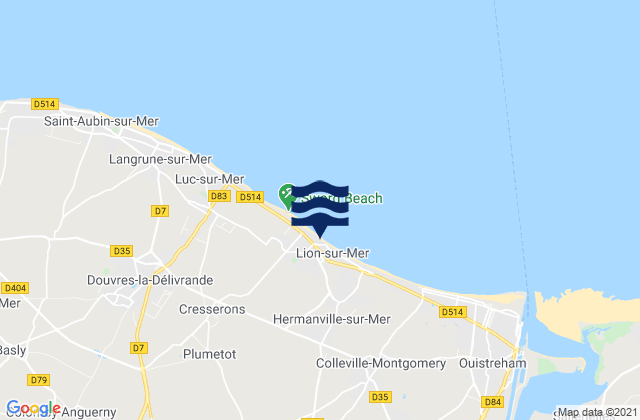 Carte des horaires des marées pour Lion-sur-Mer, France