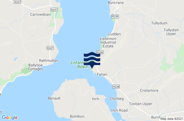 Carte des horaires des marées pour Lisfannon Beach, Ireland
