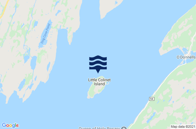 Carte des horaires des marées pour Little Colinet Island, Canada