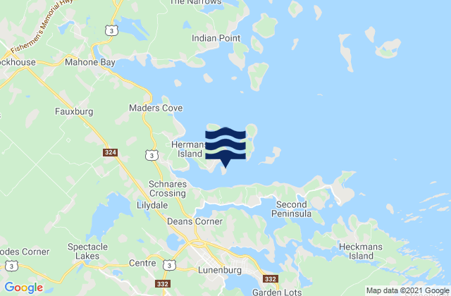 Carte des horaires des marées pour Little Herman Island, Canada