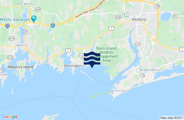 Carte des horaires des marées pour Little Narragansett Bay entrance, United States