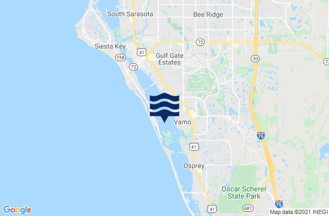 Carte des horaires des marées pour Little Sarasota Bay, United States
