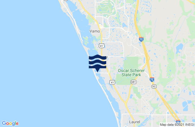 Carte des horaires des marées pour Little Sarasota Bay south end bridge, United States
