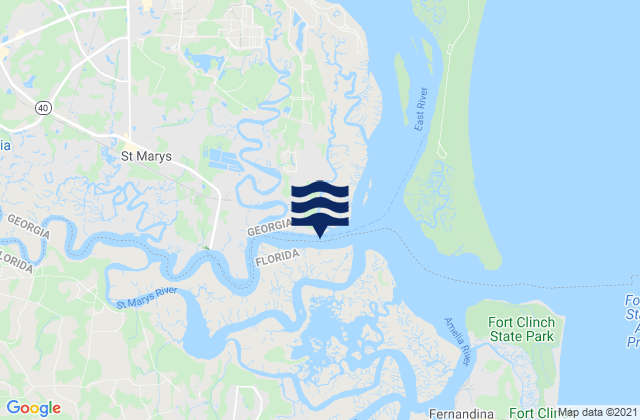 Carte des horaires des marées pour Little St Marys River, United States