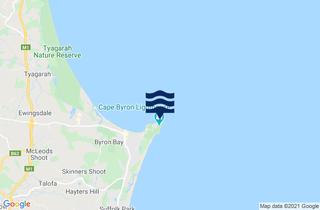Carte des horaires des marées pour Little Wategos Beach, Australia