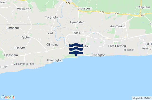 Carte des horaires des marées pour Littlehampton West Beach, United Kingdom