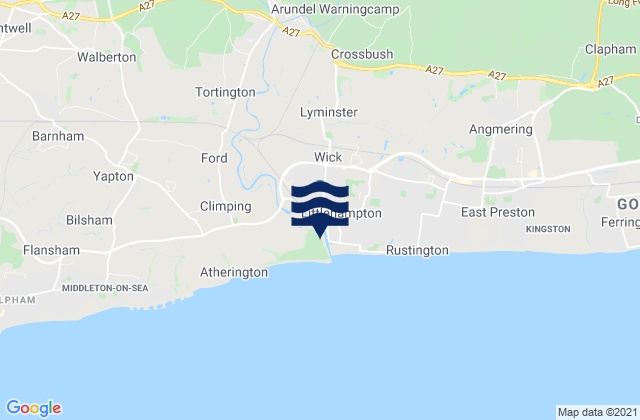 Carte des horaires des marées pour Littlehampton, United Kingdom