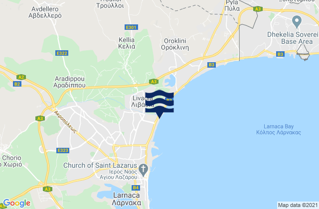 Carte des horaires des marées pour Livádia, Cyprus