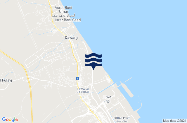 Carte des horaires des marées pour Liwá, Oman