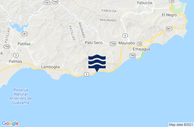 Carte des horaires des marées pour Lizas Barrio, Puerto Rico