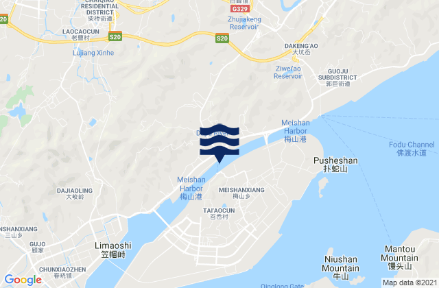 Carte des horaires des marées pour Li’ao, China