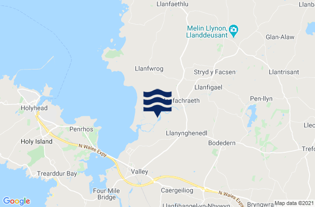 Carte des horaires des marées pour Llanfachraeth, United Kingdom