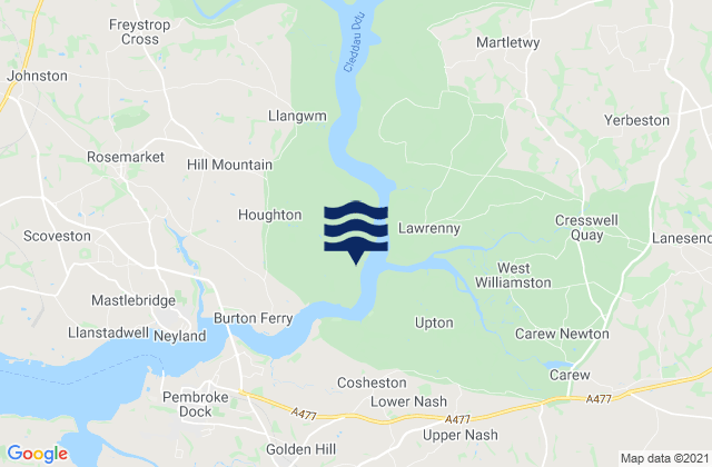 Carte des horaires des marées pour Llangwm, United Kingdom