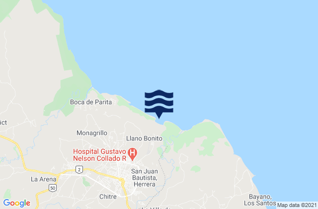 Carte des horaires des marées pour Llano Bonito, Panama