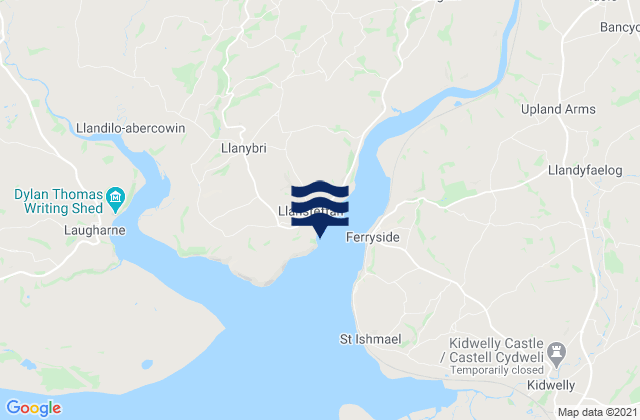 Carte des horaires des marées pour Llansteffan, United Kingdom
