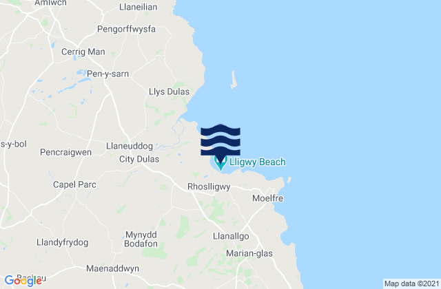Carte des horaires des marées pour Lligwy Bay Beach, United Kingdom
