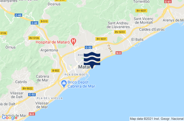 Carte des horaires des marées pour Llinars del Vallès, Spain
