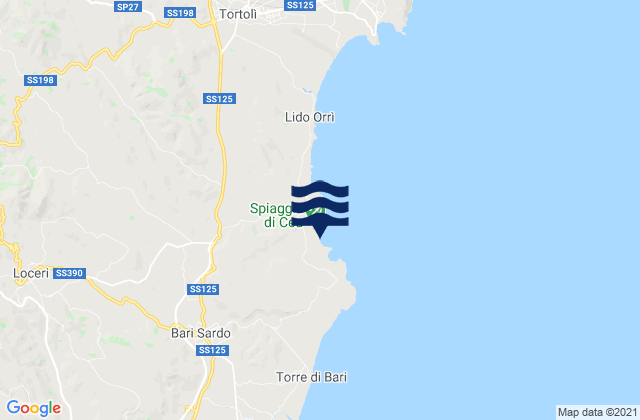 Carte des horaires des marées pour Loceri, Italy