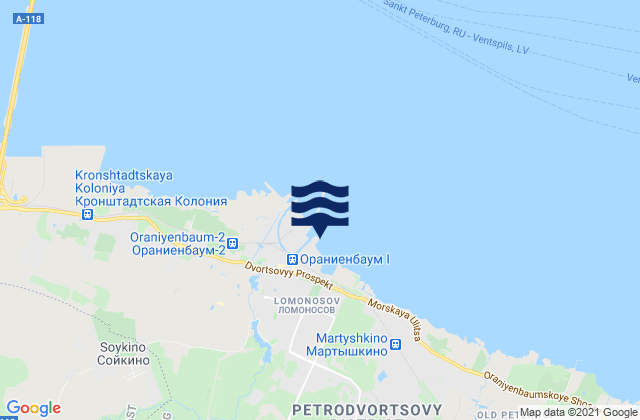 Carte des horaires des marées pour Lomonosov, Russia