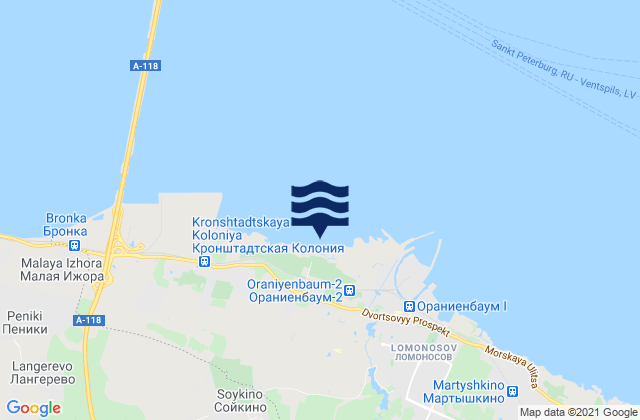 Carte des horaires des marées pour Lomonosovskiy Rayon, Russia