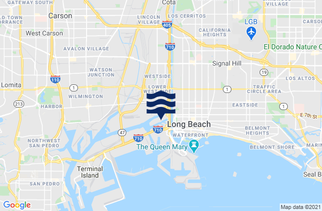 Carte des horaires des marées pour Long Beach (Inner Harbor), United States