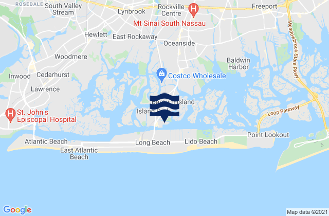 Carte des horaires des marées pour Long Beach (Inside), United States