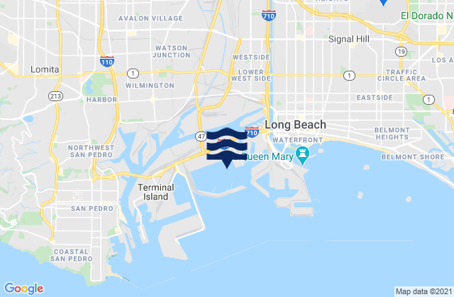 Carte des horaires des marées pour Long Beach (Terminal Island), United States