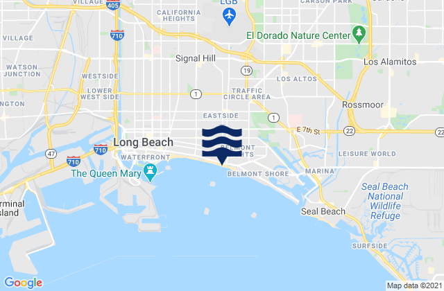 Carte des horaires des marées pour Long Beach City Beach, United States