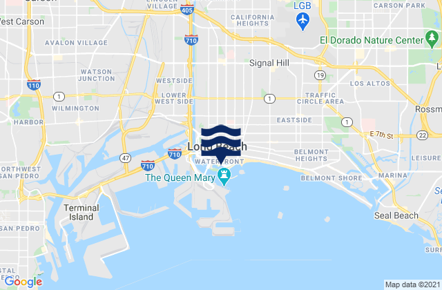 Carte des horaires des marées pour Long Beach, United States