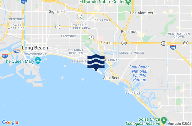 Carte des horaires des marées pour Long Beach Peninsula, United States