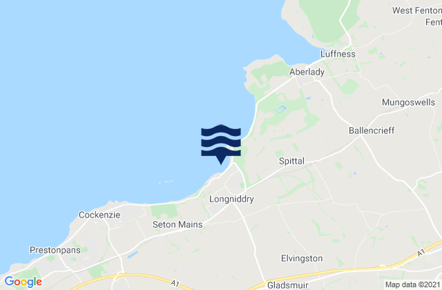 Carte des horaires des marées pour Longniddry, United Kingdom