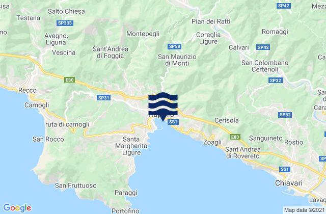 Carte des horaires des marées pour Lorsica, Italy