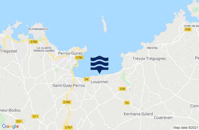 Carte des horaires des marées pour Louannec, France