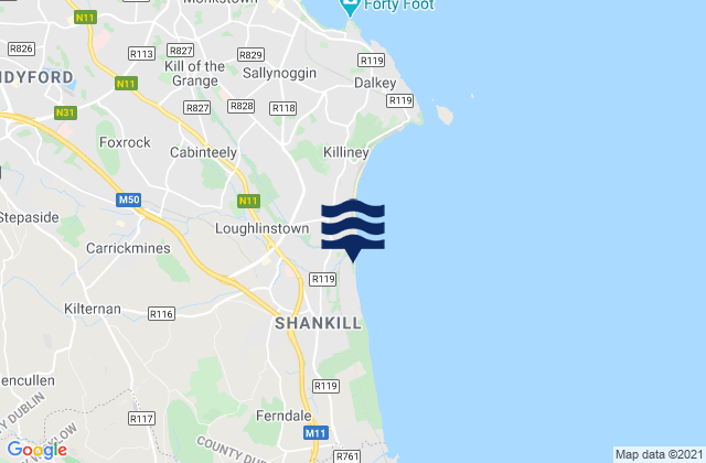 Carte des horaires des marées pour Loughlinstown, Ireland