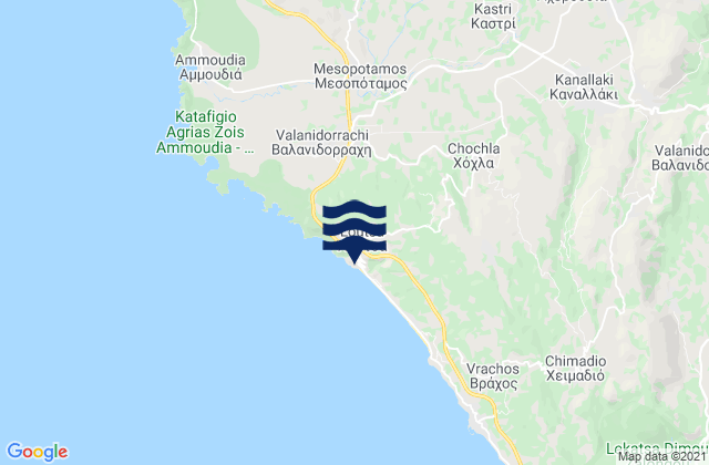 Carte des horaires des marées pour Lousta, Greece