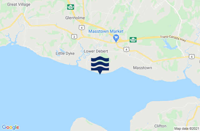 Carte des horaires des marées pour Lower Debert Beach, Canada