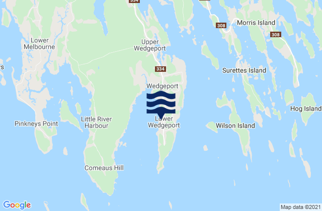 Carte des horaires des marées pour Lower Wedgeport, Canada