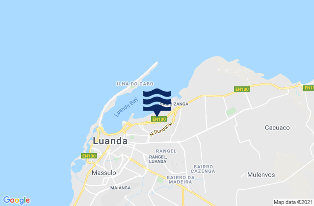 Carte des horaires des marées pour Luanda Municipality, Angola