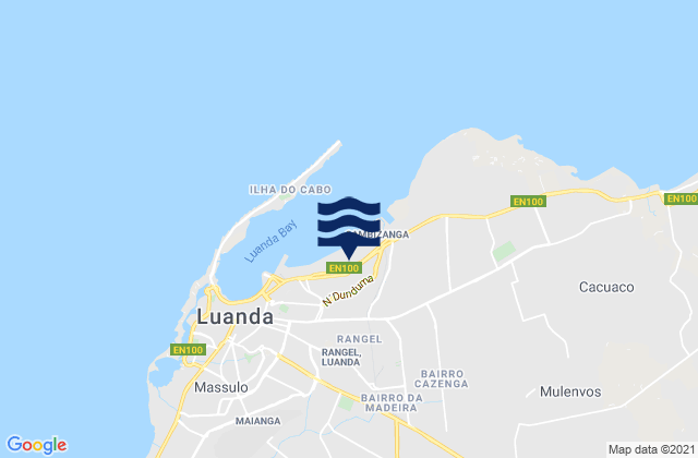 Carte des horaires des marées pour Luanda Province, Angola