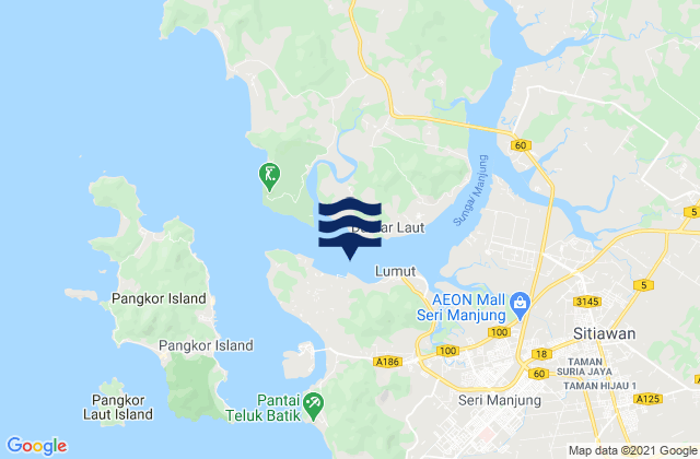 Carte des horaires des marées pour Lumut Dinding River, Malaysia